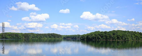 Beautiful Lake Norman, located 20 miles north of Charlotte in North Carolina.  Lake Norman is known for recreational activities, boating, fishing, and water sports.