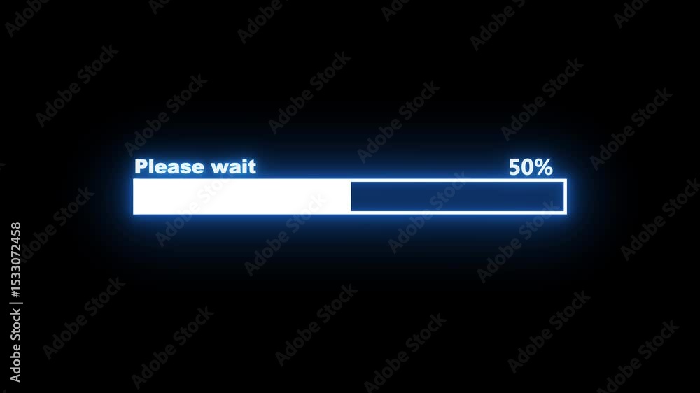 Abstract loading bar please wait icon animation background. processing from 0 to 100 transfer on with black background. Abstract loading bar please wait icon animation background. processing from 0 to 100 transfer on with black background.