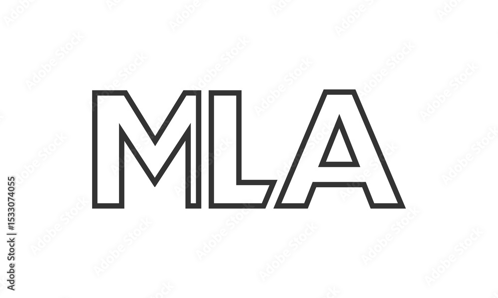 MLA logo design template with strong and modern bold text. Initial based vector logotype featuring simple and minimal typography. Trendy company identity. MLA logo design template with strong and modern bold text. Initial based vector logotype featuring simple and minimal typography. Trendy company identity.