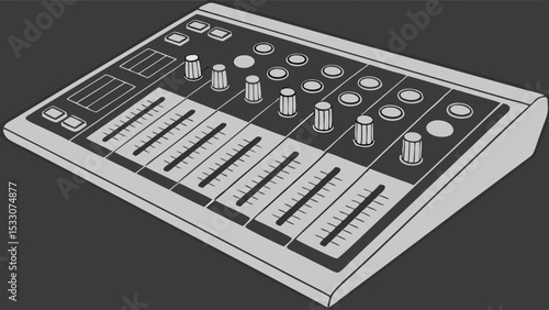 Isometric Illustration of a Professional Audio Mixing Console