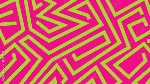 Neon green angular design on pink background