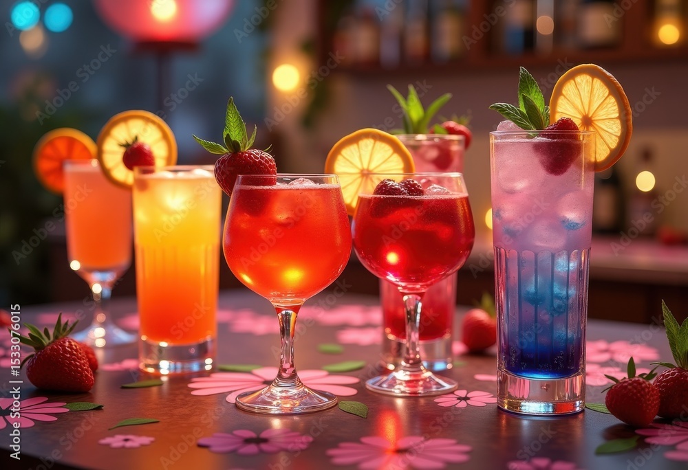 vibrant colorful cocktail glasses fresh garnishes citrus berries mint twists beverage art party decoration refreshment, berry, liquid, fruit, liquor, slice vibrant colorful cocktail glasses fresh garnishes citrus berries mint twists beverage art party decoration refreshment, berry, liquid, fruit, liquor, slice