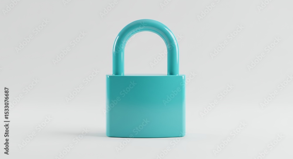 Fototapeta premium Teal lock icon on gray background
