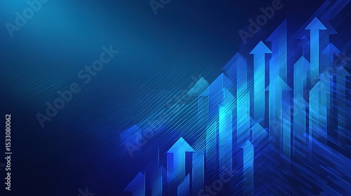 Wallpaper Mural Dynamic Blue Background with 3D Arrows in Abstract Style Torontodigital.ca