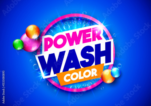 Laundry Wash Label. Color Package Print Design
