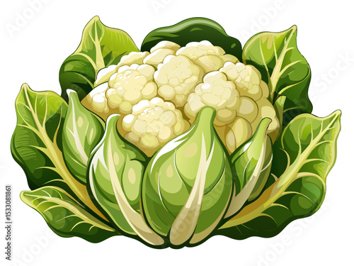 vector of Fresh cauliflower, isolated on white background. The generated image...