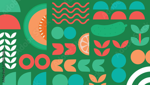 Tomato and peas illustration background