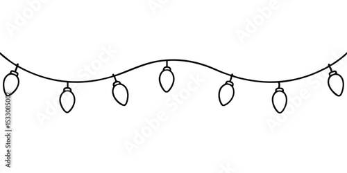 Xmas Decorative Lights on White Background