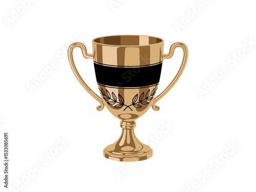 Trophy cup winner success champion icon sign or symbol 3d illustration. Golden tournament prize reward for competition celebration of the best athlete 