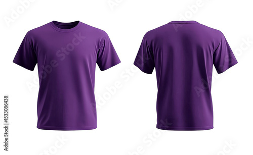 Purple T-Shirt Mockup Front and Back Views, Isolated on Transparent Background, Apparel Design, Clothing Template, T-Shirt, Mockup, Apparel