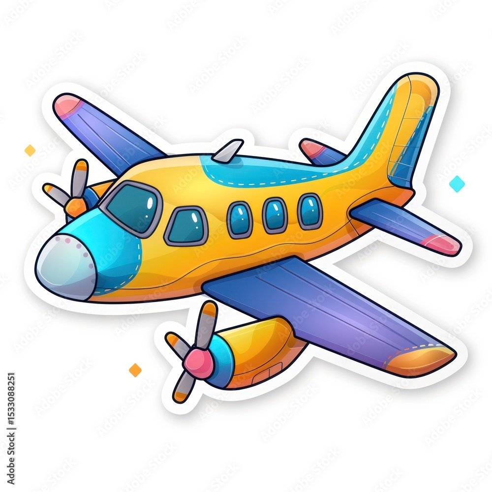 Naklejka premium Colorful airplane sticker design in high quality showcasing playful aesthetics and imaginative details