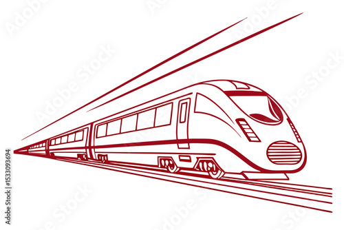 High Speed Bullet Train One Line Drawing Vector