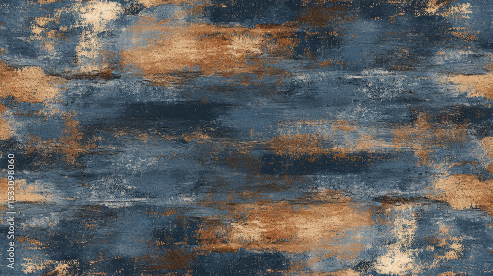 Obraz premium Broad, textured brush strokes in blue and brown, layered for depth and a handmade feel. 