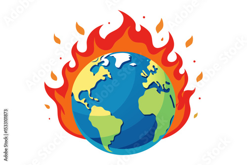 Environmental Crisis Depicted Through Fiery Earth