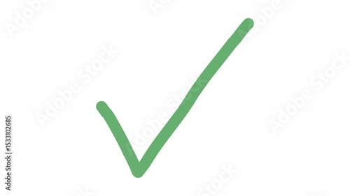 Check mark hand drawn animation on white background 4k video 