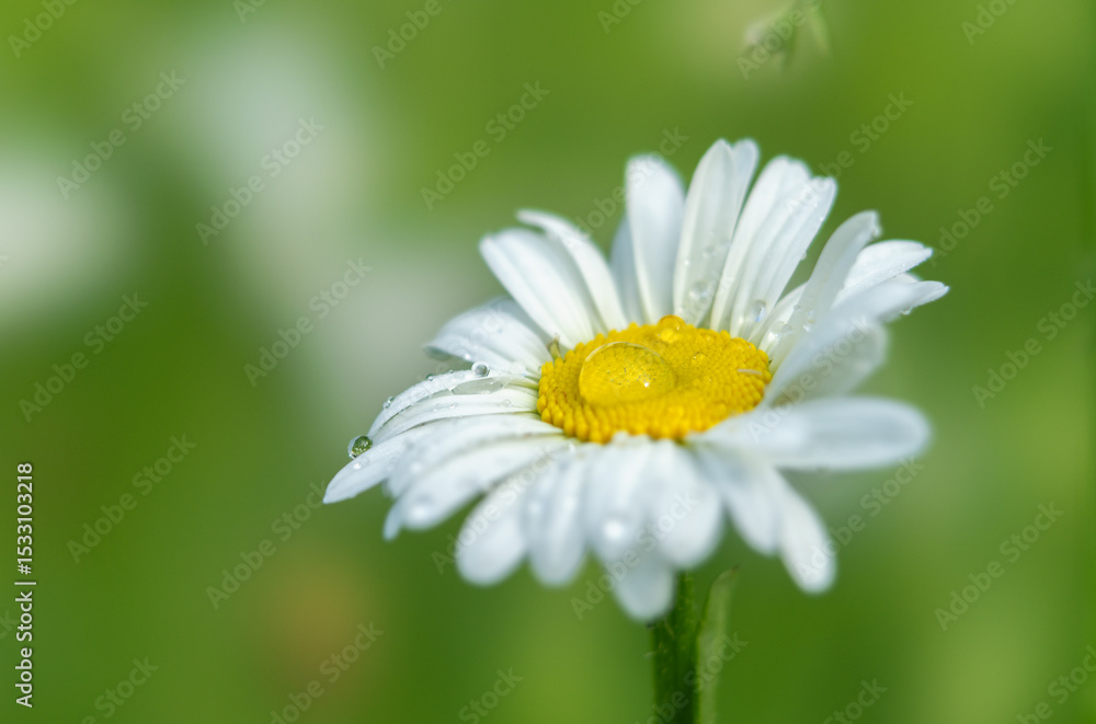 Fototapeta premium Macro photo of a daisy with dew drops