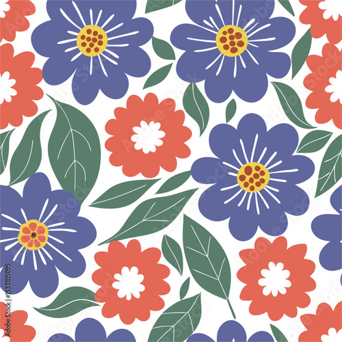 Wallpaper Mural Colorful flat design floral seamless pattern perfect for textiles and various design projects Torontodigital.ca