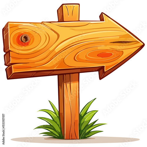 Cartoon blank wooden arrow sign vector illustration