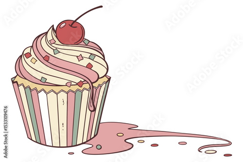 Cupcake Sweet Dessert Drawing Minimal