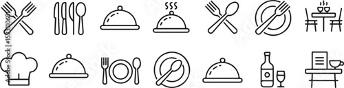 Restaurant Menu Icons A Collection of Line Art Graphics for Food Service Businesses