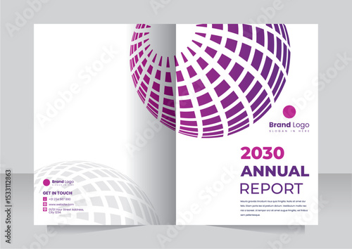 Modern Annual Report Cover with Abstract globe, Professional annual report cover with futuristic globe sphere design