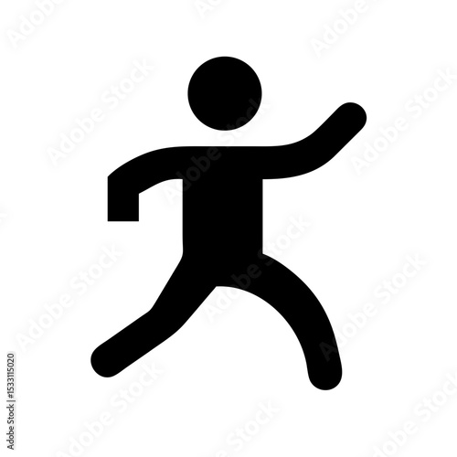 Tai Chi Pose Icon – Martial Arts Figure Silhouette:
Solid silhouette icon representing a person in a classic Tai Chi pose, symbolizing balance, mindfulness, and martial arts movement.