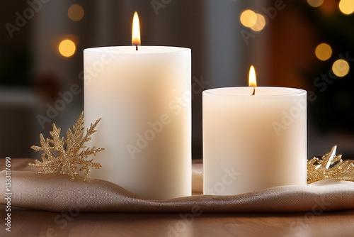 christmas candle and decorations