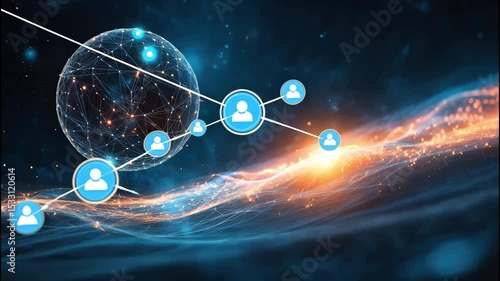 Wallpaper Mural Futuristic global network with glowing digital space connections.  Torontodigital.ca