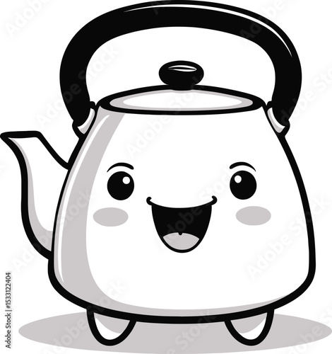 Cheerful Kettle Character Illustration Cute Beverage Container For Childrens Books Animated Videos And Kitchen Decor Projects With A Whimsical And Playful Design