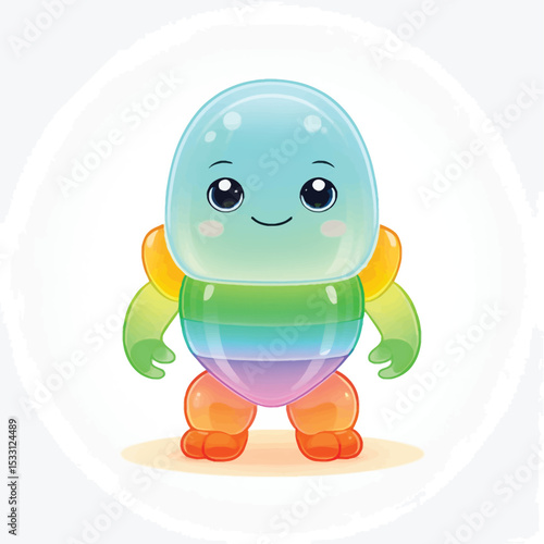 Cute Rainbow Cartoon Character Illustration Cheerful Mascot Design For Childrens Content Colorful Kawaii Style Positive Emotions And Imaginative Themes In Vector Art