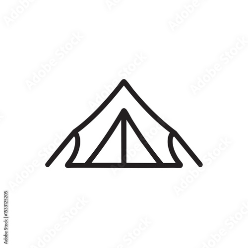 Camping tent outline for outdoor adventure planning and design vector illustration