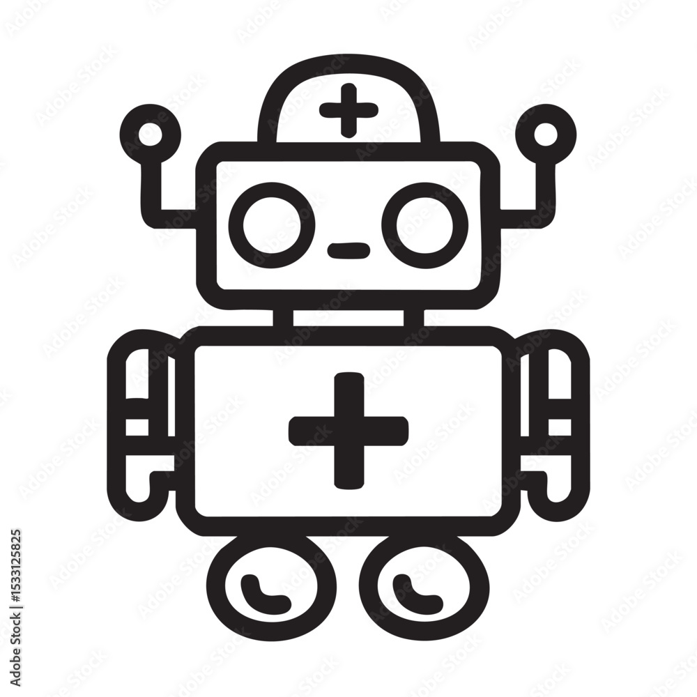 Obraz premium Friendly robot nurse design for children's healthcare concept vector illustration