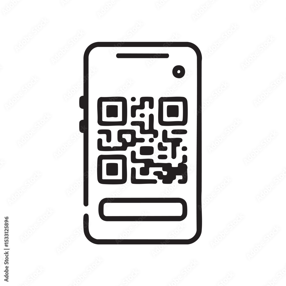 QR code displayed on a smartphone for quick access to digital content vector illustration QR code displayed on a smartphone for quick access to digital content vector illustration
