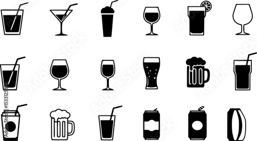 Drinks vector icon set. cocktail illustration symbol collection. drink sign or logo.
