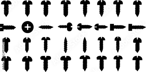 Self-tapping screw icon vector set. Screw illustration sign collection. Bolt symbol or logo.
