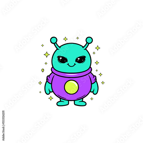 Cute Purple Alien Character – Space Mascot Vector