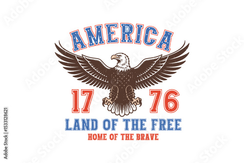 Land Of the Free Home of the Brave, Vintage 4th of July quote Sublimation T Shirt Design
