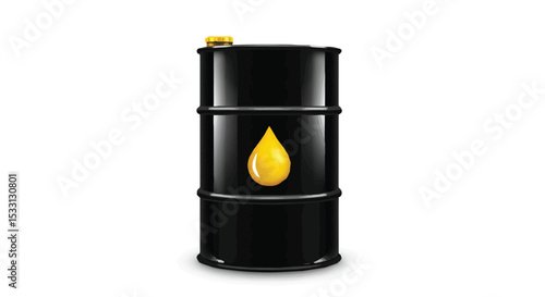 Black Oil Barrel with Yellow Drop Icon
