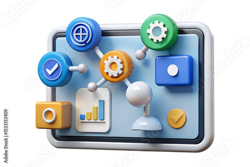 Wallpaper Mural 3D Render of Interconnected Colorful Cubes Representing Workflow, Process, and System Integration Torontodigital.ca