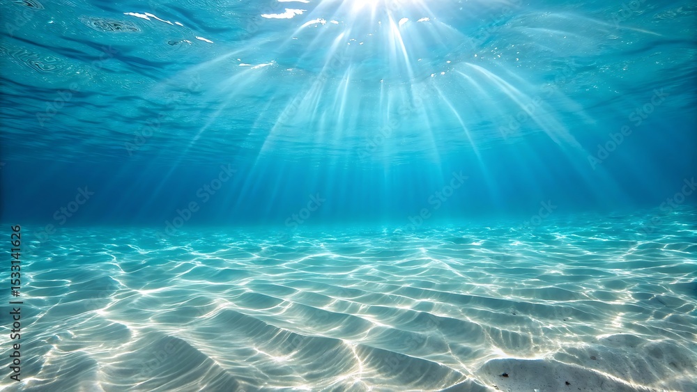 Fototapeta premium Sunbeams Illuminating the Ocean Floor Underwater Serenity