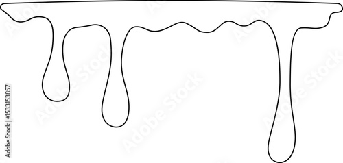 Single outlined drip suspended from a thin liquid stream.