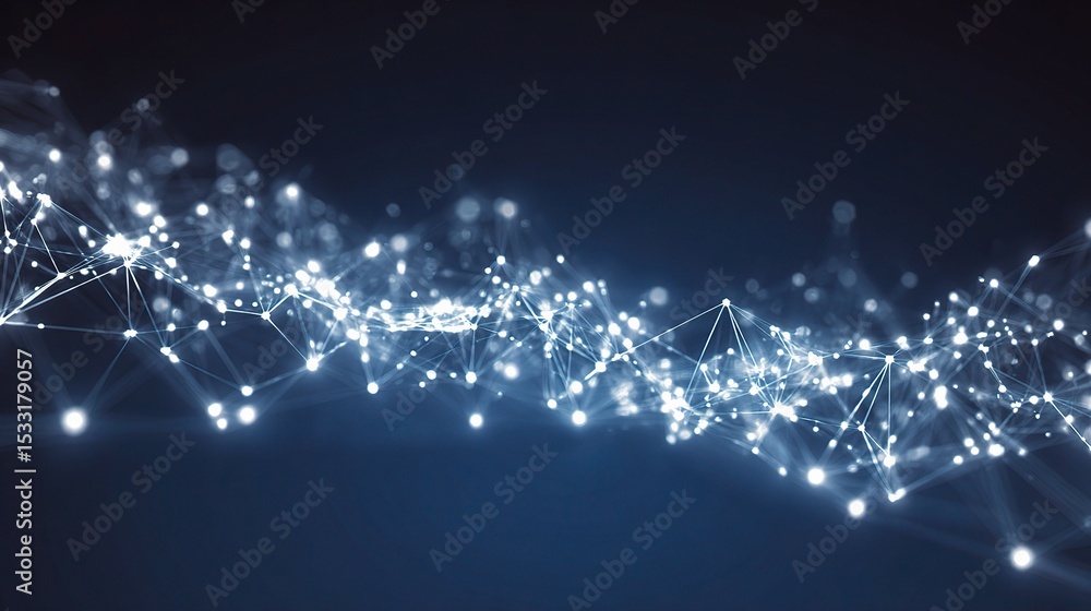 Fototapeta premium Futuristic Glowing Plexus Effect with Connection in Dark Background