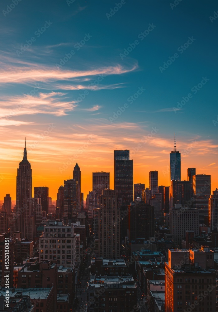 Fototapeta premium City skyline sunset panorama