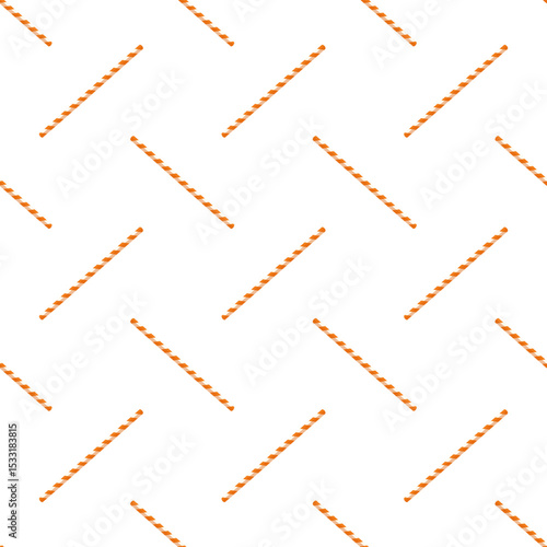 Seamless pattern with red striped drinking straws. Cartoon vector background. 