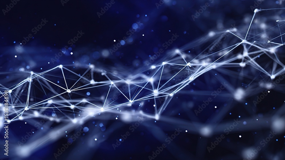 Fototapeta premium Luminous 3D Network Grid Connecting Paths in a Dark Background