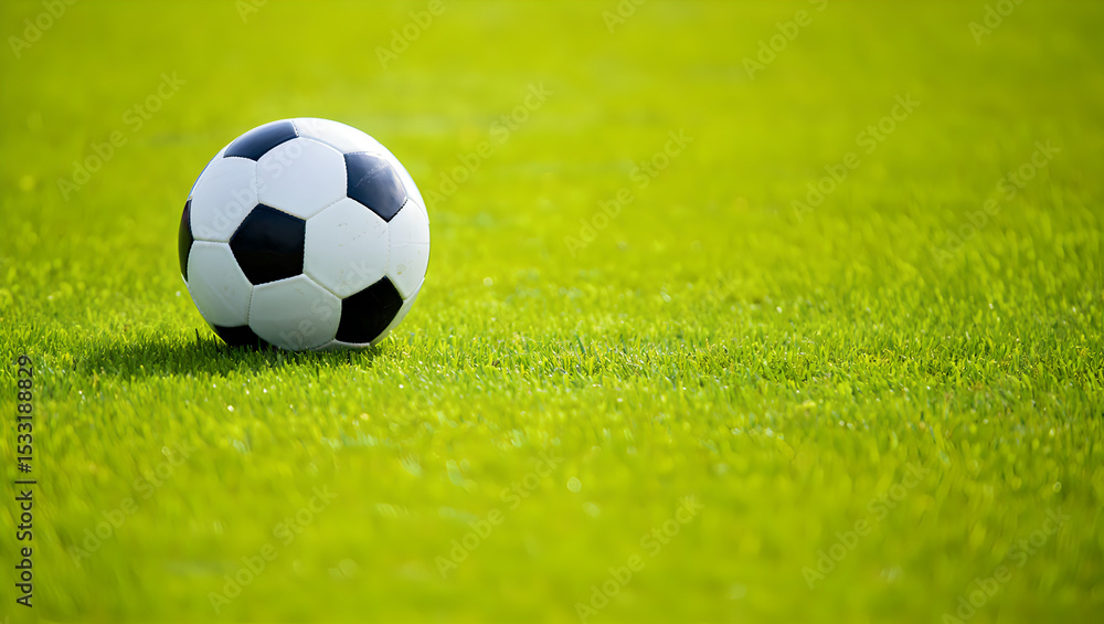 Fototapeta premium Close-Up of Football Resting on Lush Turf with No Markings