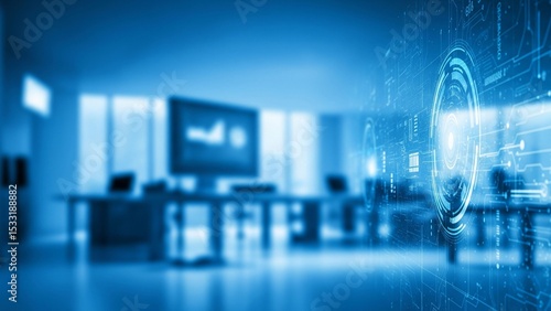 Tech, Future, and Digital-Themed Blue Business Background – Professional Setting for Meetings and Strategy