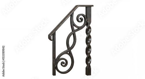 Ornate wrought iron stair railing detail