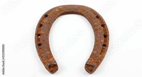 Rusty horseshoe against white background