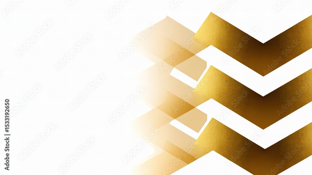 Seven Overlapping Upward Arrows with Gradient Gold Design Seven Overlapping Upward Arrows with Gradient Gold Design